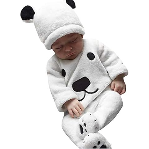 Zerototens Autumn Winter Romper,Toddler Baby Boys Girls Clothes Thick Warm Cartoon Animal Print White Fleece Jumpsuit Fluffy Thick Warm Clothes Newborn Outfit 0-2 Years Old Cover