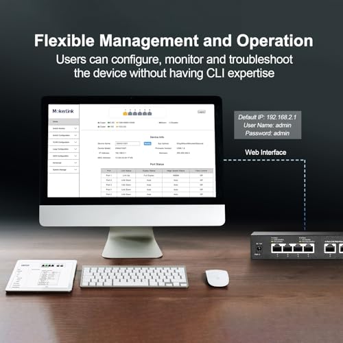 Image of MokerLink 10G Easy Web Managed Switch, 4x2.5G, 2x10G RJ-45 Base-T Ports, Support LACP /VLAN /QOS /IGMP, Metal Web Managed Fanless Network Switch