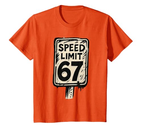 67 Speed Limit Sign Gen Alpha 67 Meme T-Shirt, Youth, Orange, Large
