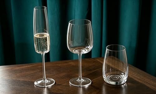 Copas de champán de 310 ml Katie Jayne con efecto de onda transparente y tallo delgado 8