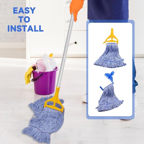 Image of 3 Pack Looped-End String Wet Mop Head Refills: Commercial Heavy Duty String Wet Mop Replacement for Rubbermaid - Industrial Wet mop Refill for Floor Cleaning for Multi-Surface Floors