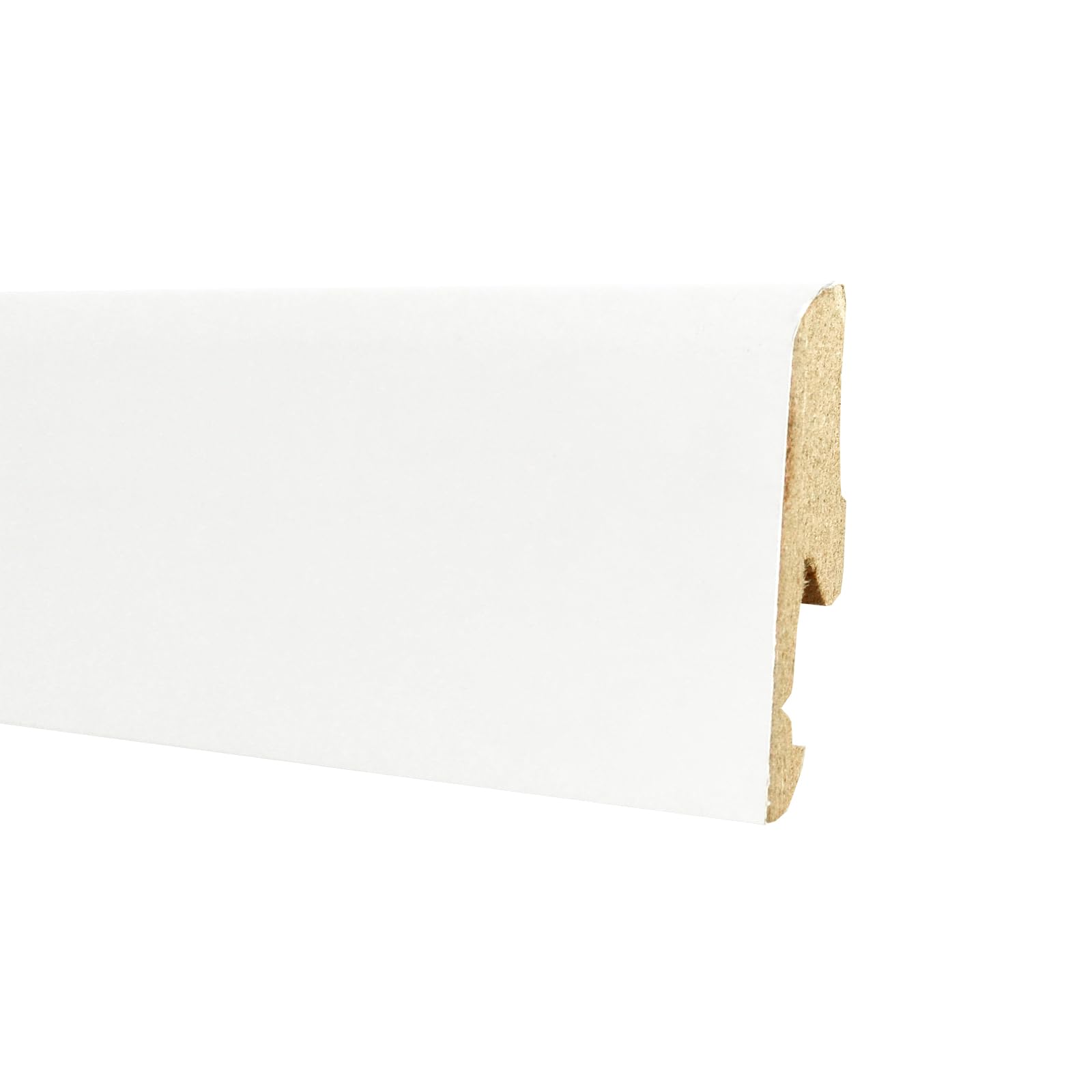 Onlywood Battiscopa MDF Bianco Liscio EVE - 10/14 x 58 mm - Asta da 2,4 m - Verniciabile - Conf. 24 ML'