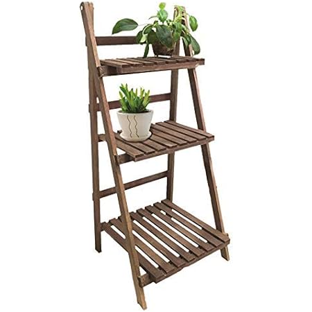 Spetebo Holz Pflanztreppe mit 3 Ablagen - klappbare Pflanz Etagere - Blumentreppe für Innen und Außen