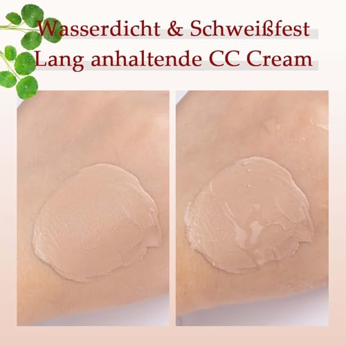 CC Cream Red Correct, CC Creme gegen Rötungen mit Centella Asiatica, Korean Make Up Fondation mit SPF 25, Full Cover Concealer mit Beruhigender Wirkung für einen Natürlich Gleichmäßigen Alle Hauttypen