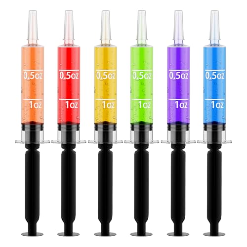 JOLLY CHEF 60 Pack 1.5oz Jello Shot Syringes with Caps, Reusable Plastic Syringes for Jello Shots, Food Grade Syringe for Halloween, Thanksgiving, Christmas, Birthday, Wedding, Bachelor Party