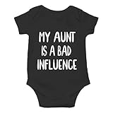 CBTwear My Aunt Is A Bad Influence - Baby Clothes - Funny Newborn Bodysuit Outfits for Boys and Girls (6 Months, Black)