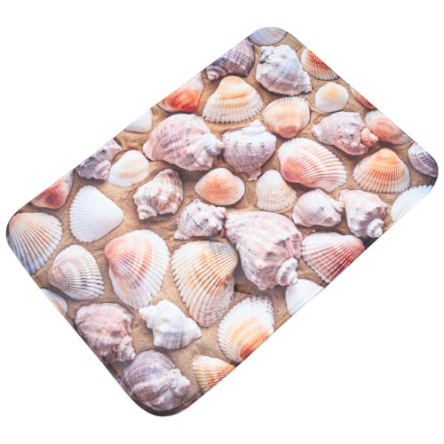 DIYEAH Alfombra Antideslizante de Franela 40X60 CM Diseño Tridimensional de Conchas Absorbente Transpirable y Lavable para Baño Cocina y Dormitorio