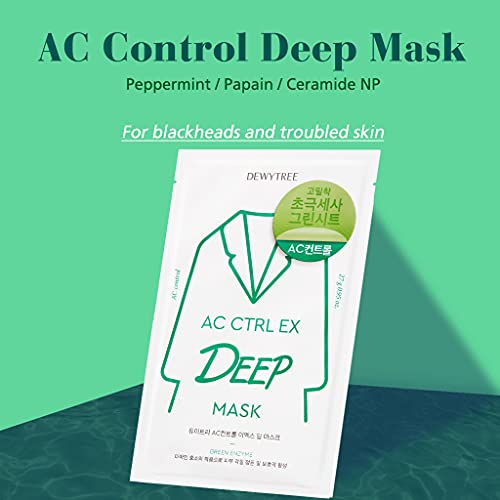 Dewytree Ac Ctrl Ex Deep Ceramide And Hyaluronic Acid Calming Mask Sheet Pack Of 10 - Qith Peppermint Ampoule, Removes Dead Skin Cells, Soothing & Creating Moisture Barrier For Sensitive Skin #TOP1