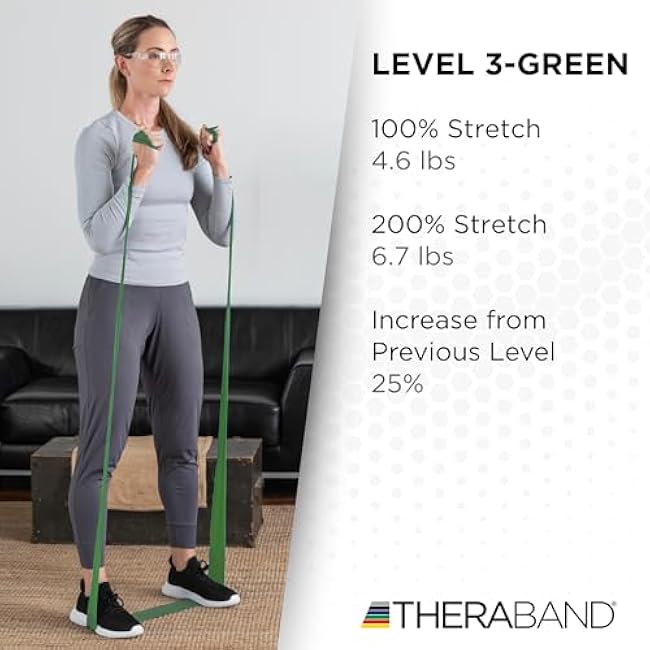THERABAND Resistance Band, Green, Heavy, 50-Yard Roll, Latex Elastic Band for Exercise, Stretching, Physical Therapy, Yoga, Pilates, Home Workouts, Cut-to-Length, Color-Coded Levels