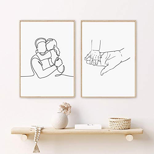 Art giclée père fille impression sur toile de qualité musée pour décoration murale moderne