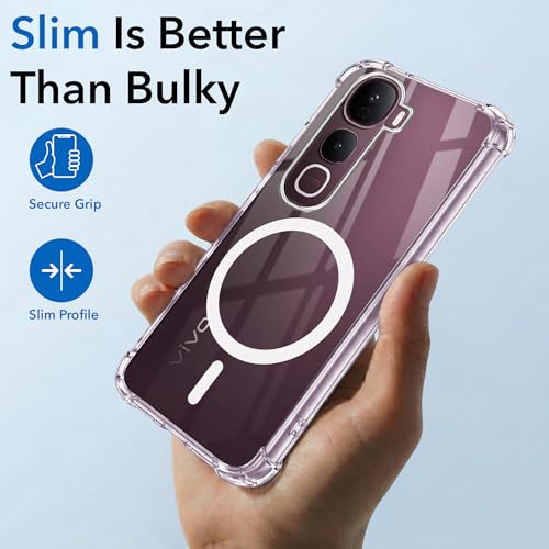 Image of Jkobi Shockproof Crystal-Clear Back Cover for Vivo Y400 Pro (Magsafe Wireless Support | Drop & Camera Protection | Hard Polycarbonate)