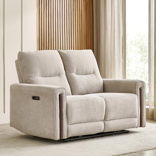 Image of Home Centre | Malinda Fabric 2 Seater Electric Recliners | Recliner Sofa for Living Room | Pine Wood | Beige | 1 Year Warranty