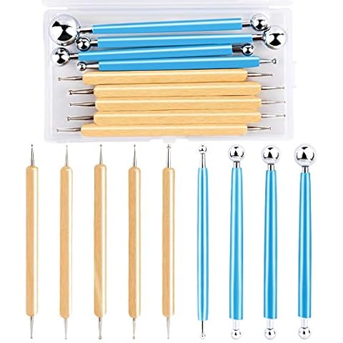9 Pcs Dotting Tool Set, Dotting Pens with Ball Styluses Tools, Nail Art Pen Set with Storage Box, Marbleizing Tool, Nailart Tools for Rock Art Painting Nail Beuty Design Drawing Drafting Cover
