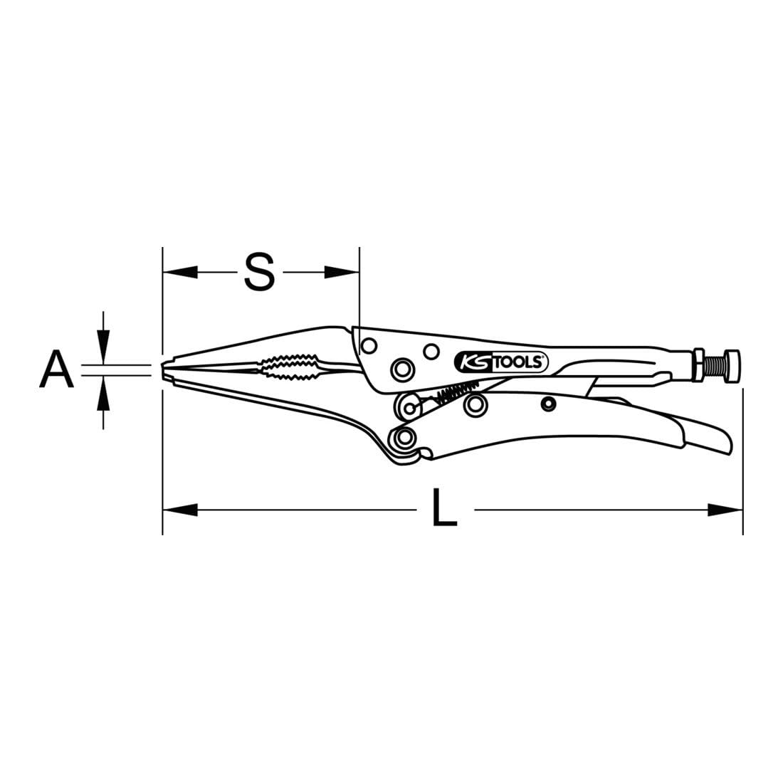 KS Tools 115.1034 Pince étau 6" bec rallonger 150 mm