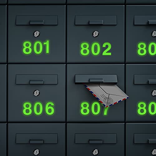Image of 20 Pieces House Numbers Mailbox Numbers 0-9, 3D Door Address Numbers Self Adhesive Mailbox Numbers Sticker or House, Apartment, Office, Hotel Room, Mailbox Signs (Glowing Color,2.76 Inch)