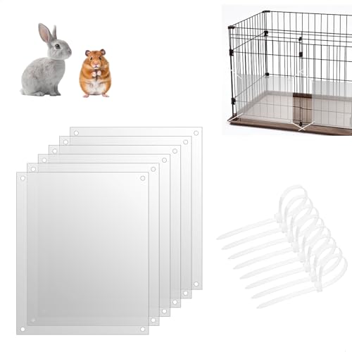 Doublures de Protection pour Cage, 6 Pièce Transparent Doublures de Bord de la Cage pour Animaux 26x21cm Pouces de Doublure pour Cage avec 100 Attaches pour...
