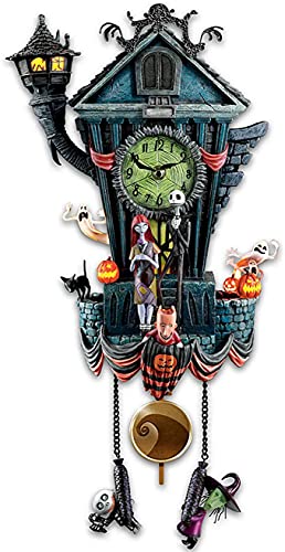 Acebwhtoy Reloj de pared de Halloween, estatua, reloj de mirada colgante, reloj de terror, resina...