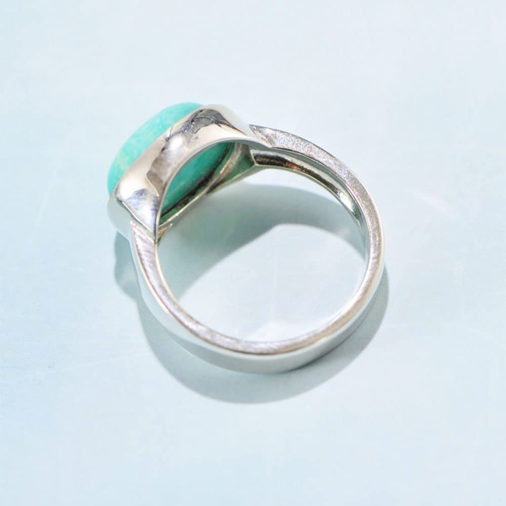 Türkisfarbener Ring 925 Sterling Silber Stapelbarer Ring Vintage Boho Ring Geburtstag Geschenke für Frauen Männer Größe 6-9