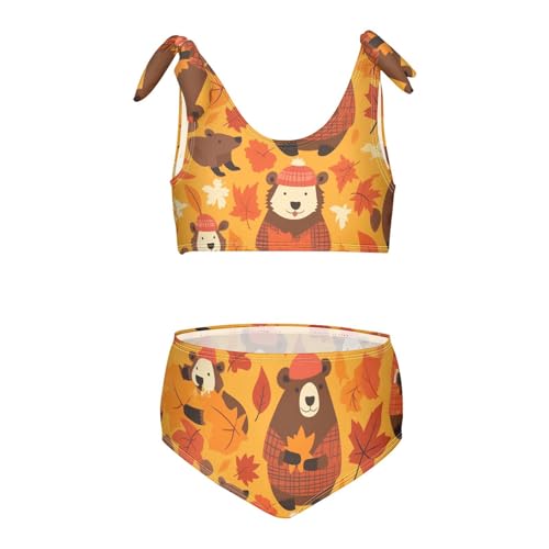 KLL Celebrate Holiday Canada Day Beavers Elements Girls' 2 Piece Bikini Sets Beach Swimsuit Swimwear Adjustable Strap