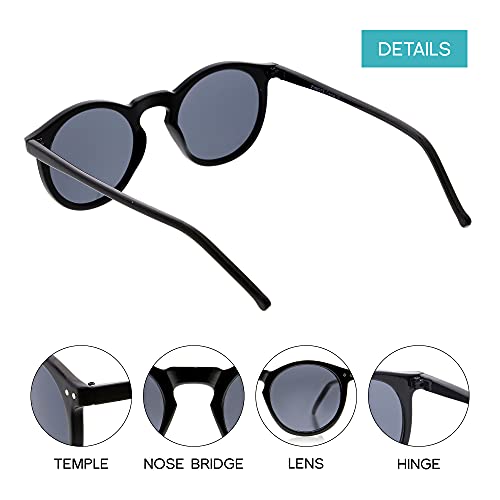 zeroUV - Vintage Retro Horn Rimmed Round Circle Sunglasses with P3 Keyhole Bridge3