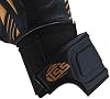 Guantes de Portero para Adultos y Jóvenes de Alto Rendimiento con Protección de Dedos Pro-Teck 4+3 MM Látex Premium de Agarre Fuerte para Atajadas Difíciles (Negro y Dorado) 8