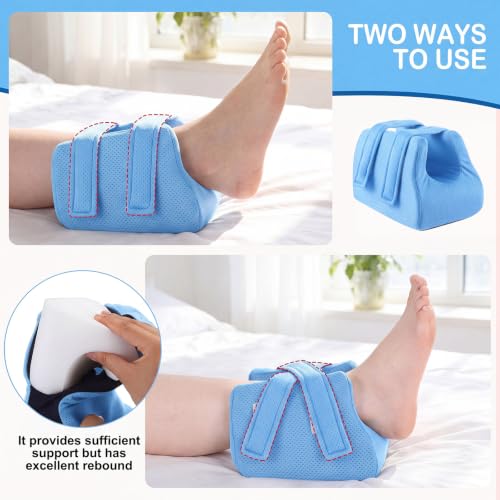 Image of Novabright 2 Pcs 3D Heel Protectors Foot Wedge Pillows Support Boot Bed Sore Pillow for Pressure Sores Bedridden Patients Relief Pressure Ankle Ulcers (Wathet)