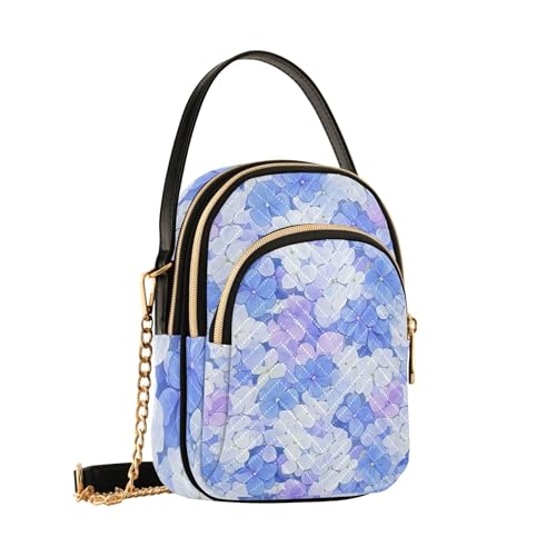 Women's Shoulder Handbag Quilted Chain Strap Cell Phone Handbag Floral Zipper Designer Bowler Tote Colorful Petals Purple Blue White2
