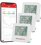 ThermoPro 温湿度計 Bluetooth 温度湿度計 デジタル 温度計 無線 高精度 見やすいデカ文字 スマホで温度湿度管理 アラーム機能 ミニサイズ 壁掛け マグネット スタンド付 