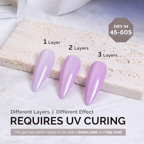Image of MelodySusie Pastel Lilac Shimmer Gel Nail Polish,0.5fl oz Nails Soak Off UV LED Light Lavender Purple Glitter Gel Polish Gift for Women Nail Art Manicure Salon DIY Nail Design Decoration at Home-1645