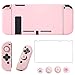 OLDZHU Coque Compatible avec Nintendo Switch,Housse de Protection Slim PC Rose pour Console NS et manettes Joy-Con, avec Protecteur d'écran en Verre et 4 poignées pour Le Pouce(Sakura Rose)