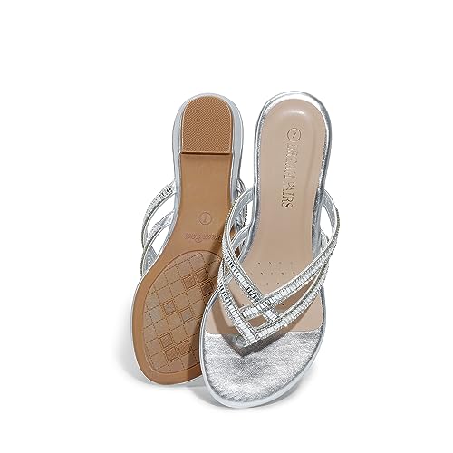 DREAM PAIRS Women's Fashion Rhinestones Design Slides Sandals3