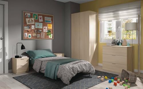 Dmora - Commode Bridgeport, Commode moderne avec 3 tiroirs, Commode basse pour chambre à coucher, Commode armoire, 77x38h80 cm, Chêne