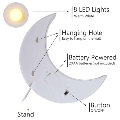Lámpara de noche luna LED blanca batería 9.6 pulg miniatura 6