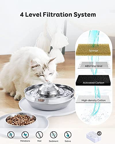 Fuente dispensadora de agua para mascotas 2 en 1 acero inoxidable miniatura 2