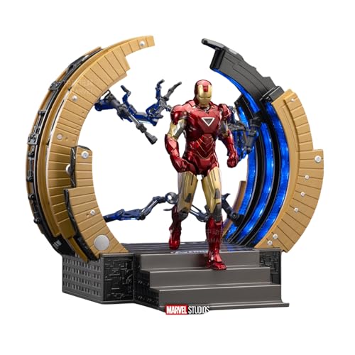 Image of ZD Toys Action Figure Collectible - 7 Inch Iron Man Mark 6 & Suit Up Gantry with Lighting Function, Premium PVC Build Collectible, Interchangeable Accessories, Perfect for Gifting, Ages 15+ Years