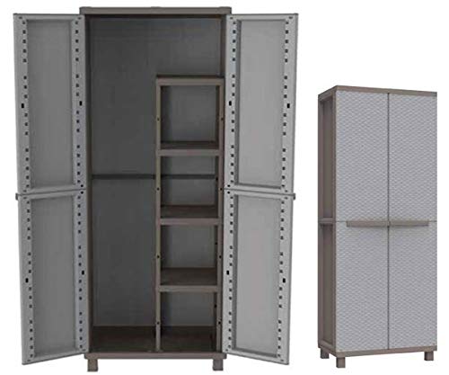 Armadio PORTASCOPA in Resina Colore Grigio-Tortora L. 68 x P. 37,5 x H. 170 cm.