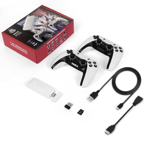Image of VOILA M22 v2.5 Retro Gaming Console 64GB - Plug & Play HDMI TV Stick with 30,000+ Classic Video Games, Dual Wireless Controllers, 1080P HD Output - Compatible with TV & Monitor - CE, ROHS & BIS Certified
