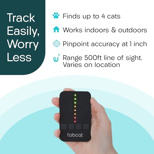 Tabcat V2 Cat & Kitten Tracker - More Accurate than GPS - No Monthly Fee or Subscription - Includes 2 Homing Tags - Up To 150m Range - Small & Lightweight Tags Perfect to Find Indoor & Outdoor Cats
