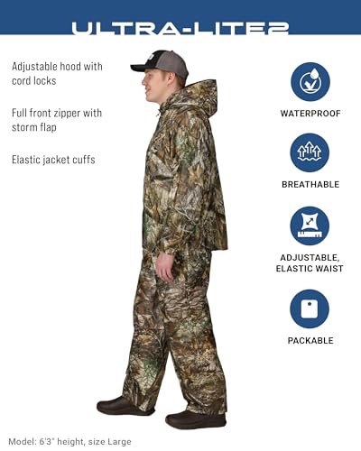 Image of FROGG TOGGS Men's Ultra-Lite2 Rain Suit, Waterproof Raincoat and Pant Set