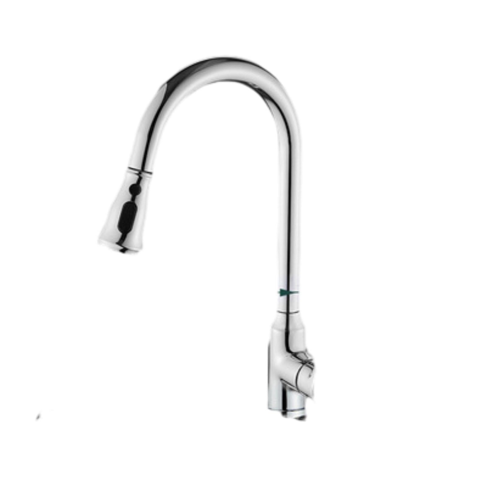 ZYCHSJXA Kitchen Sink Mixer Tap All-Copper Faucet Hot and Cold Swivel Pull-Out Vegetable Splash-Proof A Silver Double Water Outlet