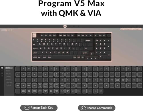 Image of Keychron V5 Max Wireless Custom Knob Mechanical Keyboard, QMK /VIA Programmable 96% Layout Bluetooth 5.1 /2.4 GHz /Wired RGB with Hot-swappable Gateron Jupiter Brown Switch Compatible with Mac Windows