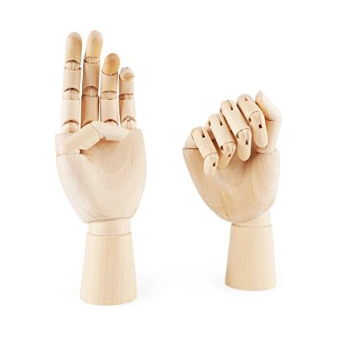 Art Mannequin Hand,Fashionclubs 10" Wooden Sectioned Opposable Articulated Left/Right Hand Figure Manikin Hand Model for Drawing, Sketching, Painting(Left+Right Hand) Cover