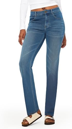 LighterGlide Low Rise Bootcut Jeans for Women - Soft Stretchy Fabric with Straight Leg Cut Denim Pants(Blue Large)