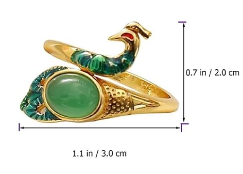 Knitting Loop Crochet Guide Ring Adjustable, Open Finger Rings Diy Leading Tool For Yarn Quilting, Fashionable Peacock Shaped Thimble With Emerald For Mother Grandma (2 Pack, Golden & Silver), Bz01 #TOP1