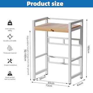 Plasaig Scaffale sopra Lavatrice, Mobile,Unità di Stoccaggio Della Lavatrice,Supporto per Asciugatrice Regolabile in Altezza,per Bagno o Lavanderia,Capacità di Carico 300KG, 73x63x105cm (Bianco 1)