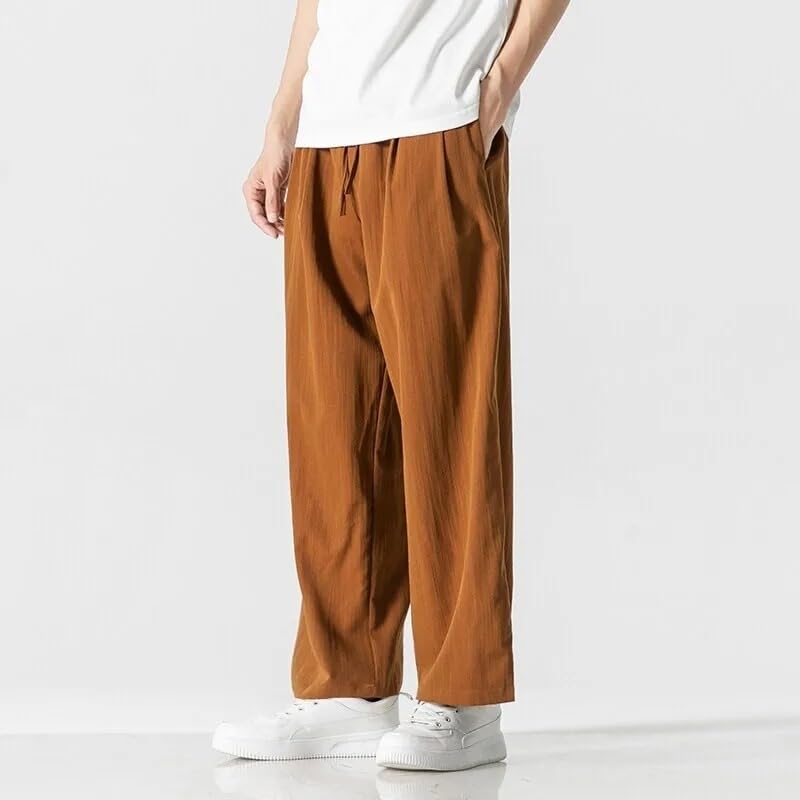 Men's Solid Color Loose Fit Casual Pants Summer Thin Wide Leg Trousers2