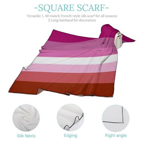 Lesbian Pride Flag LGBTQ Scarf For Women Silk Head Scarf Square Hair Scarves Shawls Hair Wraps Bandana Neckerchief Decor for Adult 27 * 27 Inches4