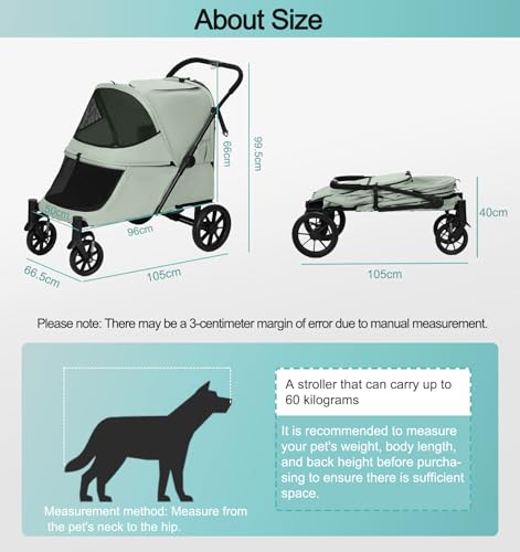 Image of Pet Stroller with Ramp for Large Dog up to 132lbs Portable&Foldable