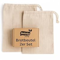 Natürlich Hanf® Brotbeutel 2er Set | Leinenbeutel aus 100% Naturhanf | Brotsack zum Frischhalten | wiederverwendbare Brötchentüten Größe: 30x40 cm