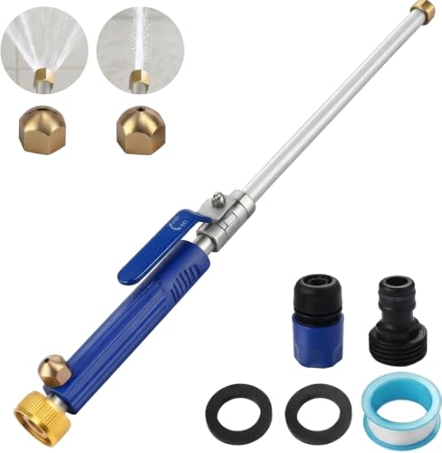 Multi-Functional Hydro Jet Nozzle with 2 Interchangeable Tips, Effortless & Easy-to-Use – High Pressure Wand for Garden Hose, Quick-Connect, Power Sprayer for Car, Deck, Gutter, Patio and Glass